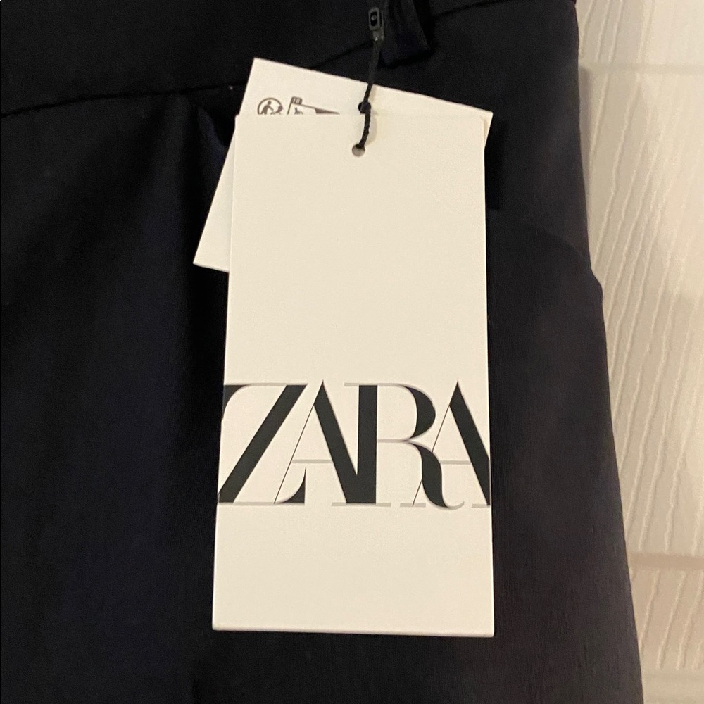 Zara Wool Blend Elegant Black Trousers size M inseam 32” waist 32” brand new - Picture 4 of 8